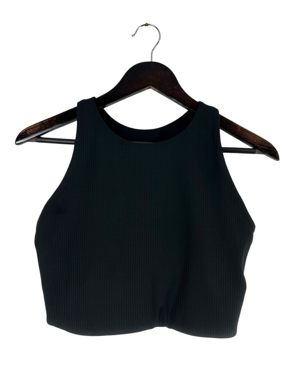 girlfriend collective Black Ribbed High-Neck Cropped Tank Size Large